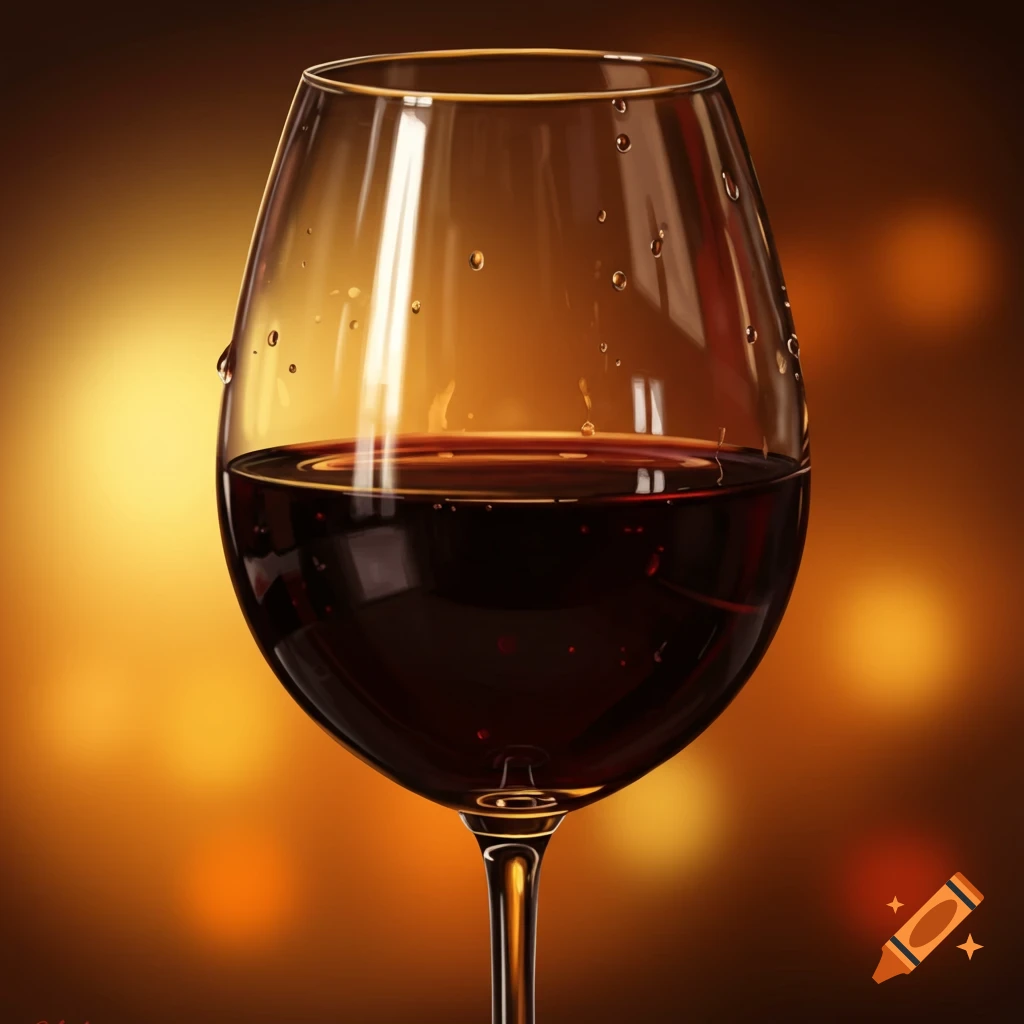 Close-up of a glass of red wine with water droplets.