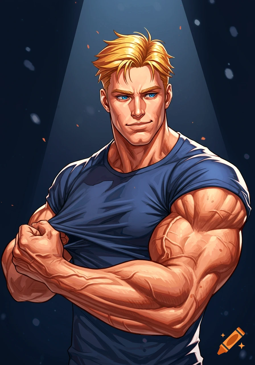 Illustration of a muscular man flexing his bicep