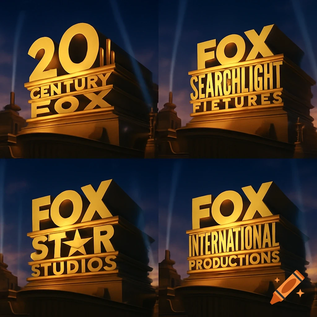 Four film studio logos are shown against a sunset sky, including 20th Century Fox and others.