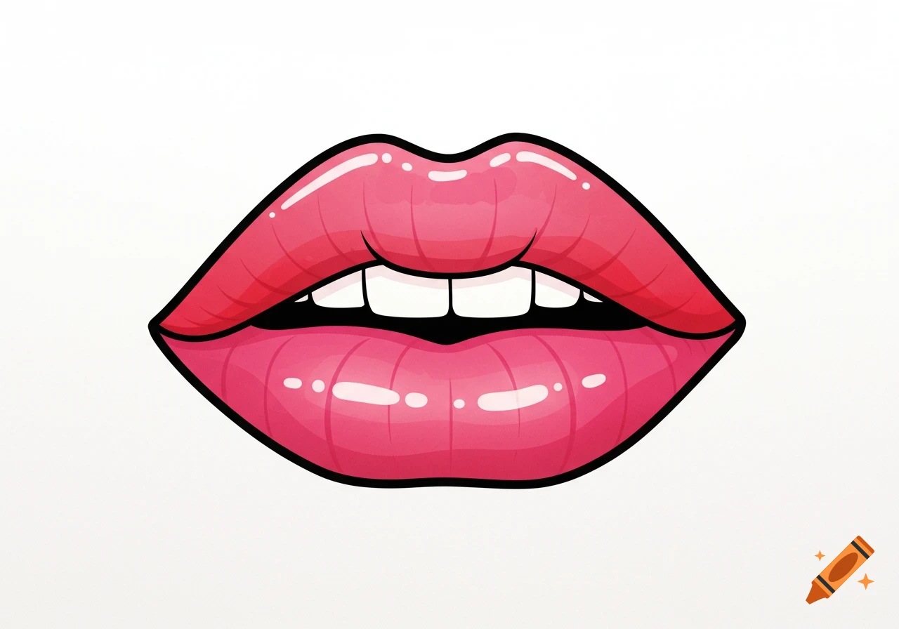 Pop art illustration of bright pink lips
