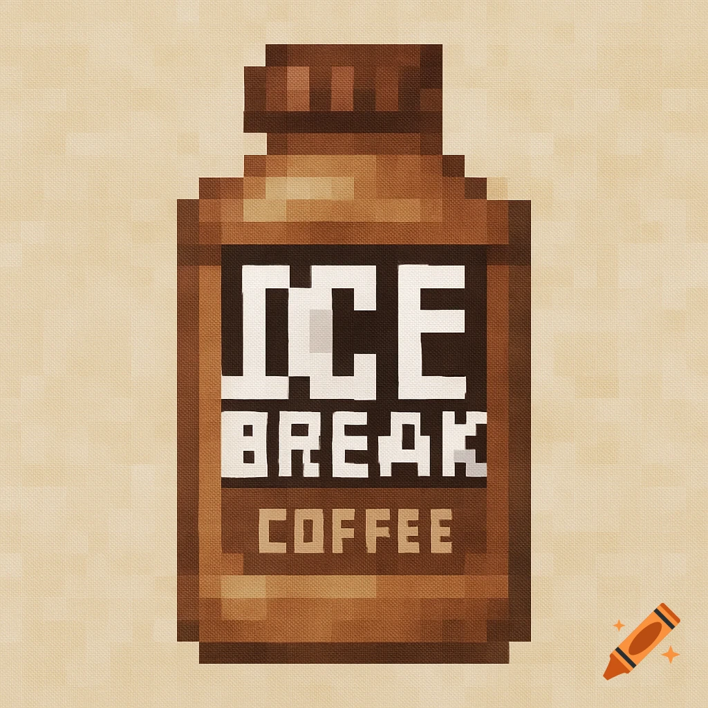 Pixel art illustration of an ice break coffee bottle.
