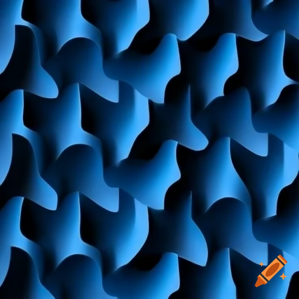 Blue and black rolling wavy geometric pattern with fog on Craiyon