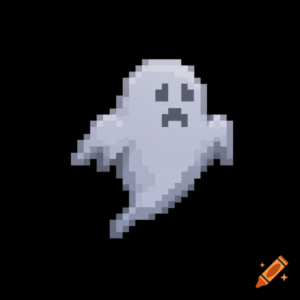 A 16-bit pixel art ghost on a black background.