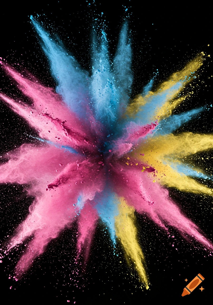 Colour powder explosion on black background