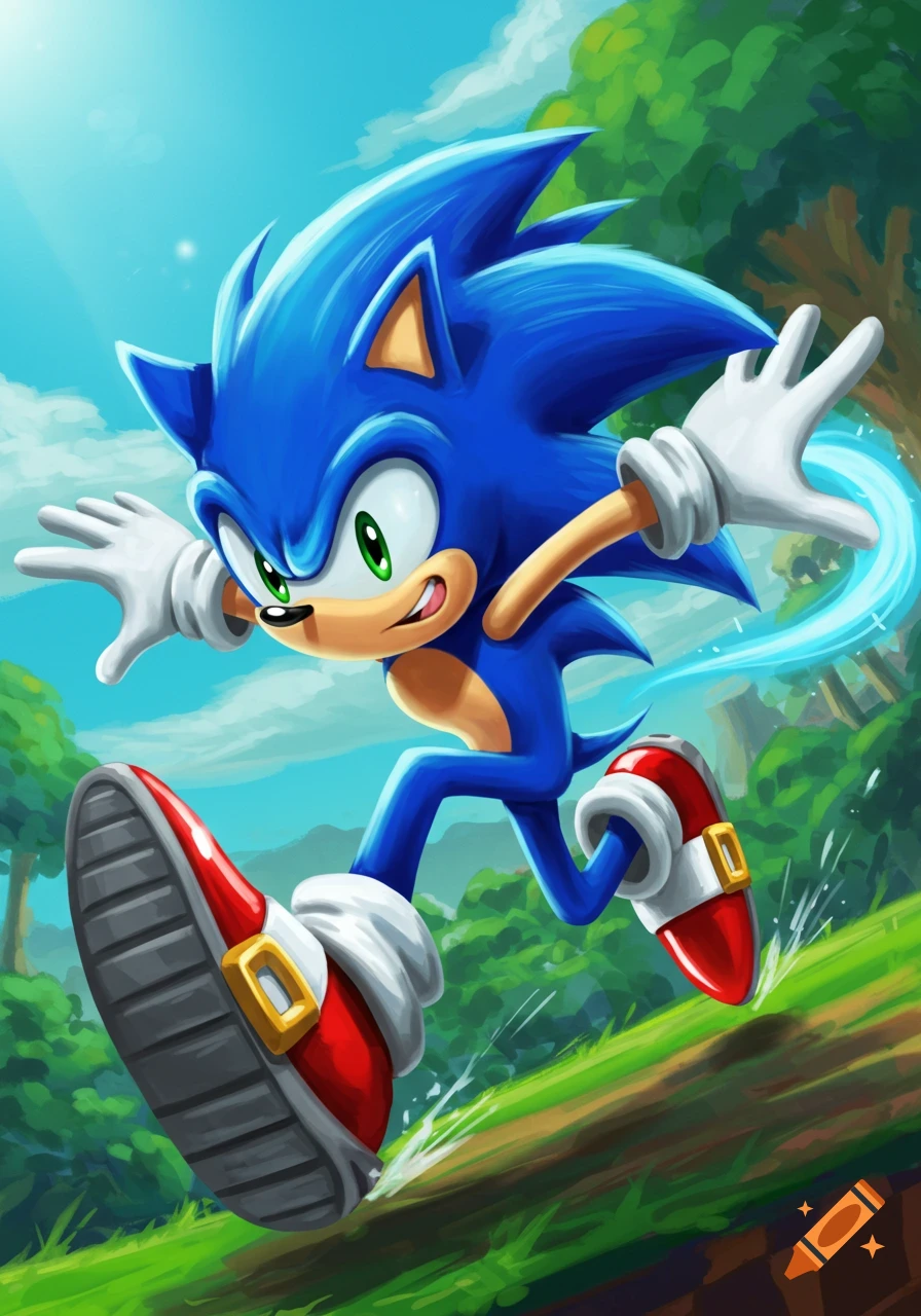 Cartoon illustration of Sonic the Hedgehog running