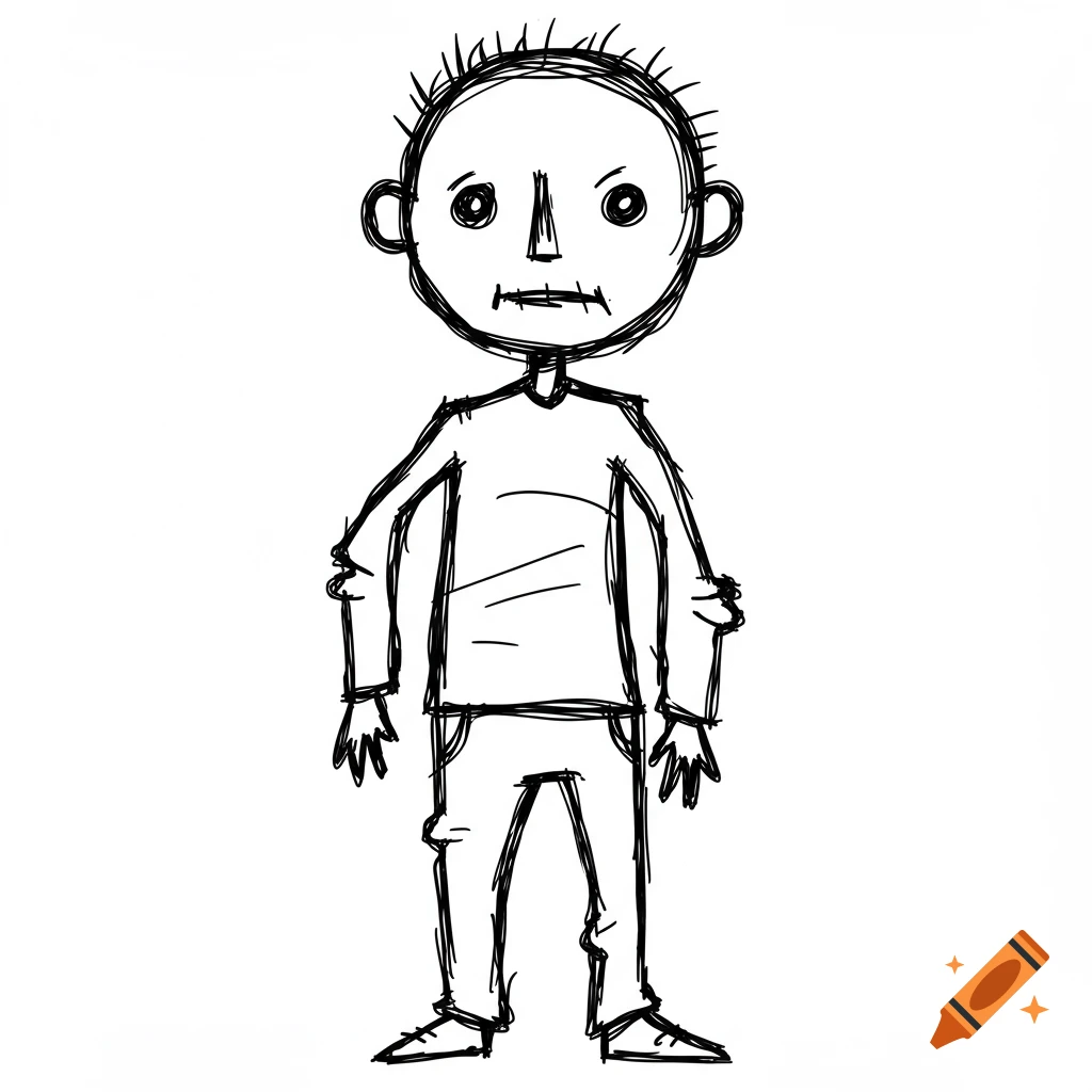 Simple stick figure drawing of a person