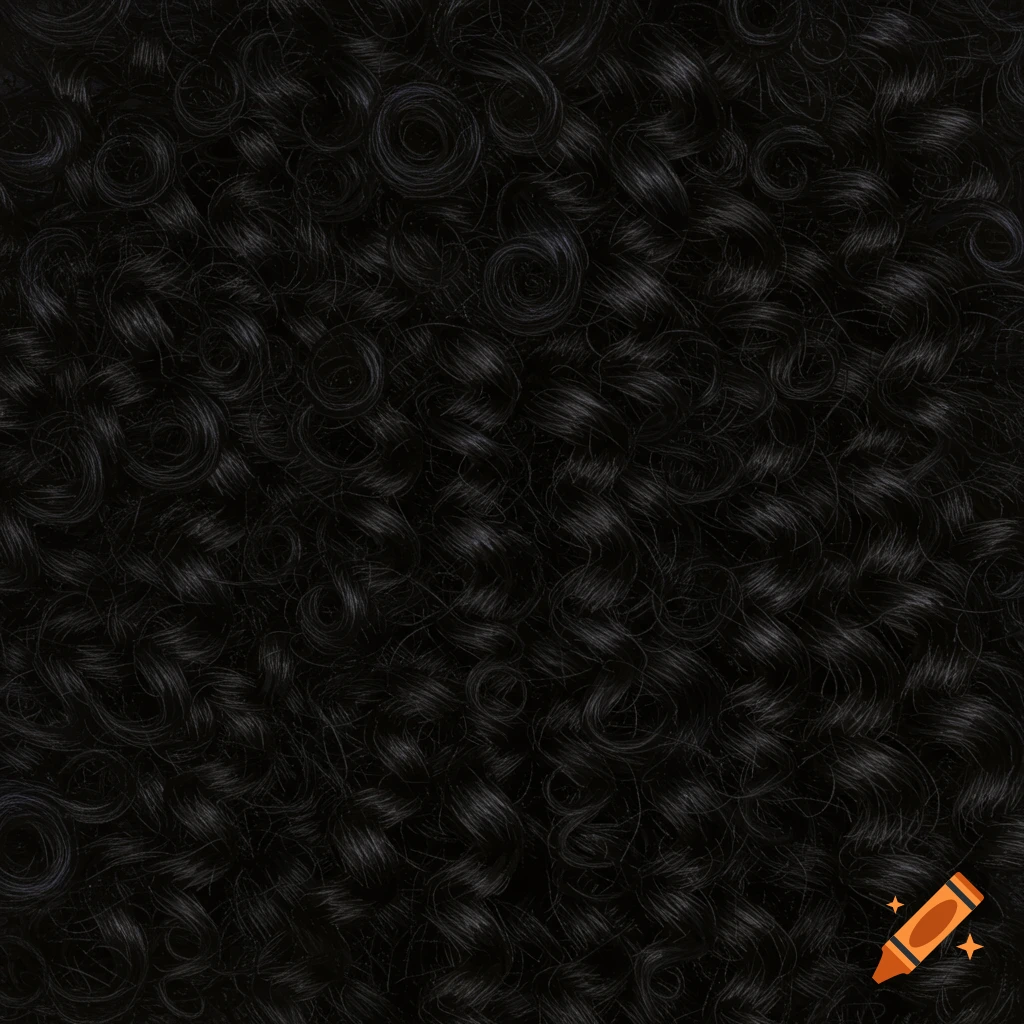 Close-up texture of curly black hair.