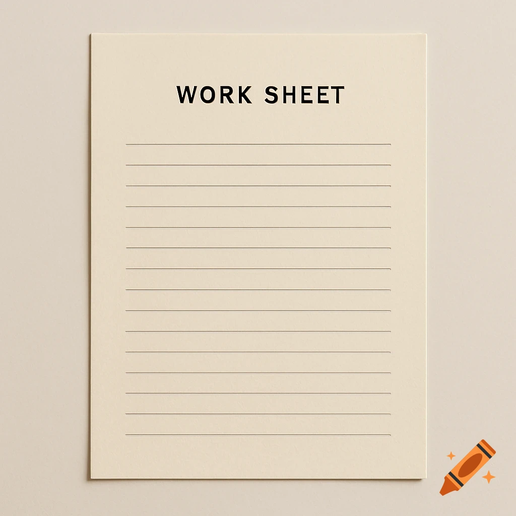 Creamy colored work sheet with title and lines.