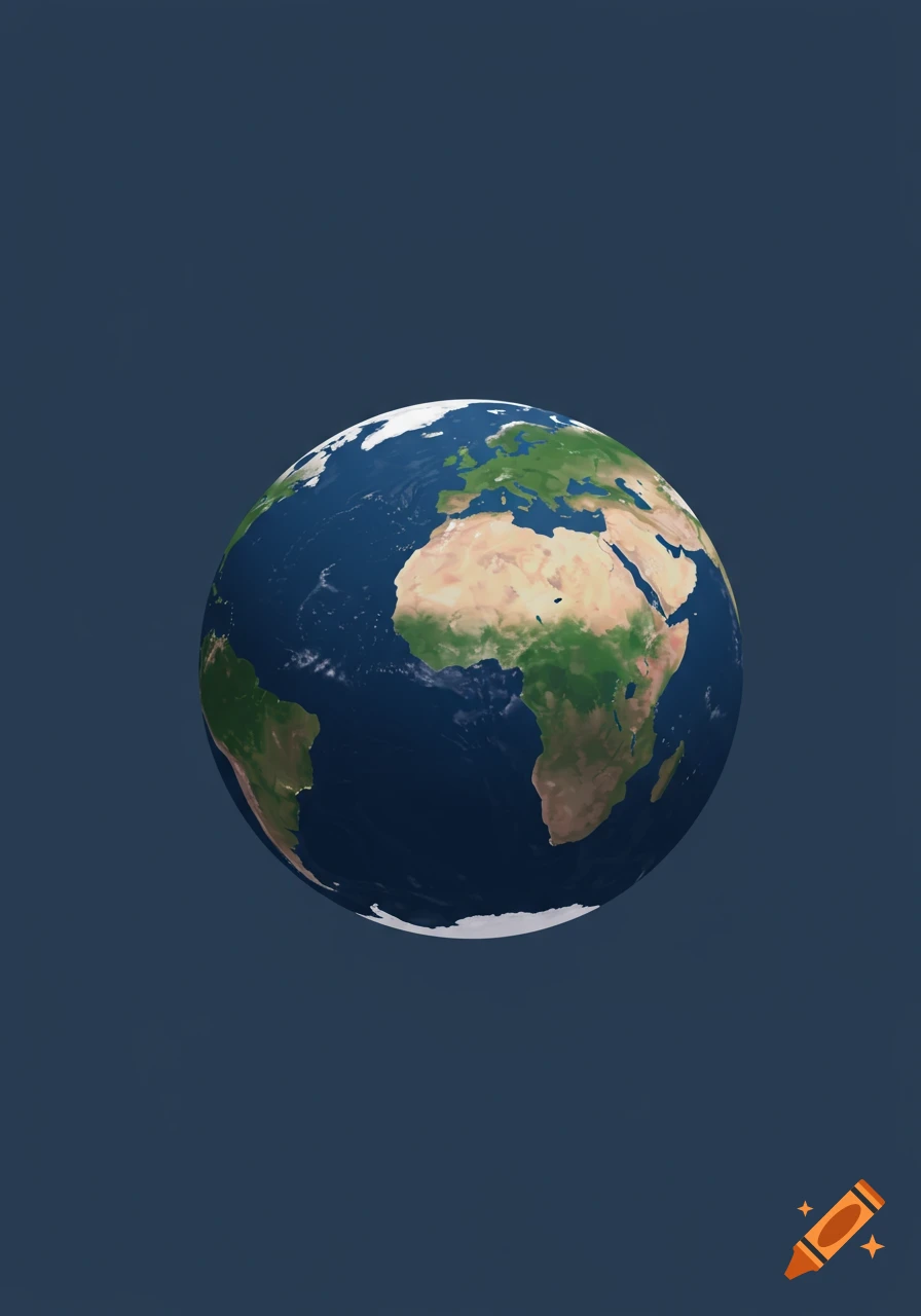 A rendering of the Earth against a dark blue background.