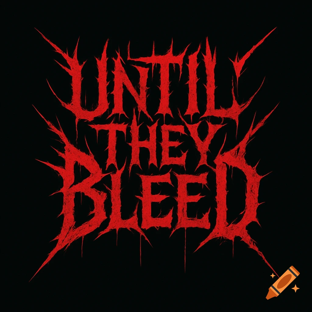 Red spiky text spelling Until They Bleed on a black background