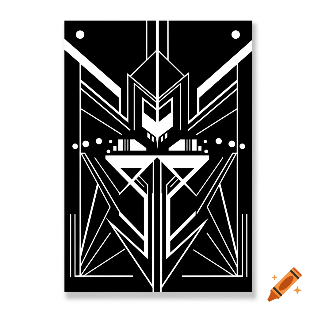 Black and white geometric Art Deco pattern.