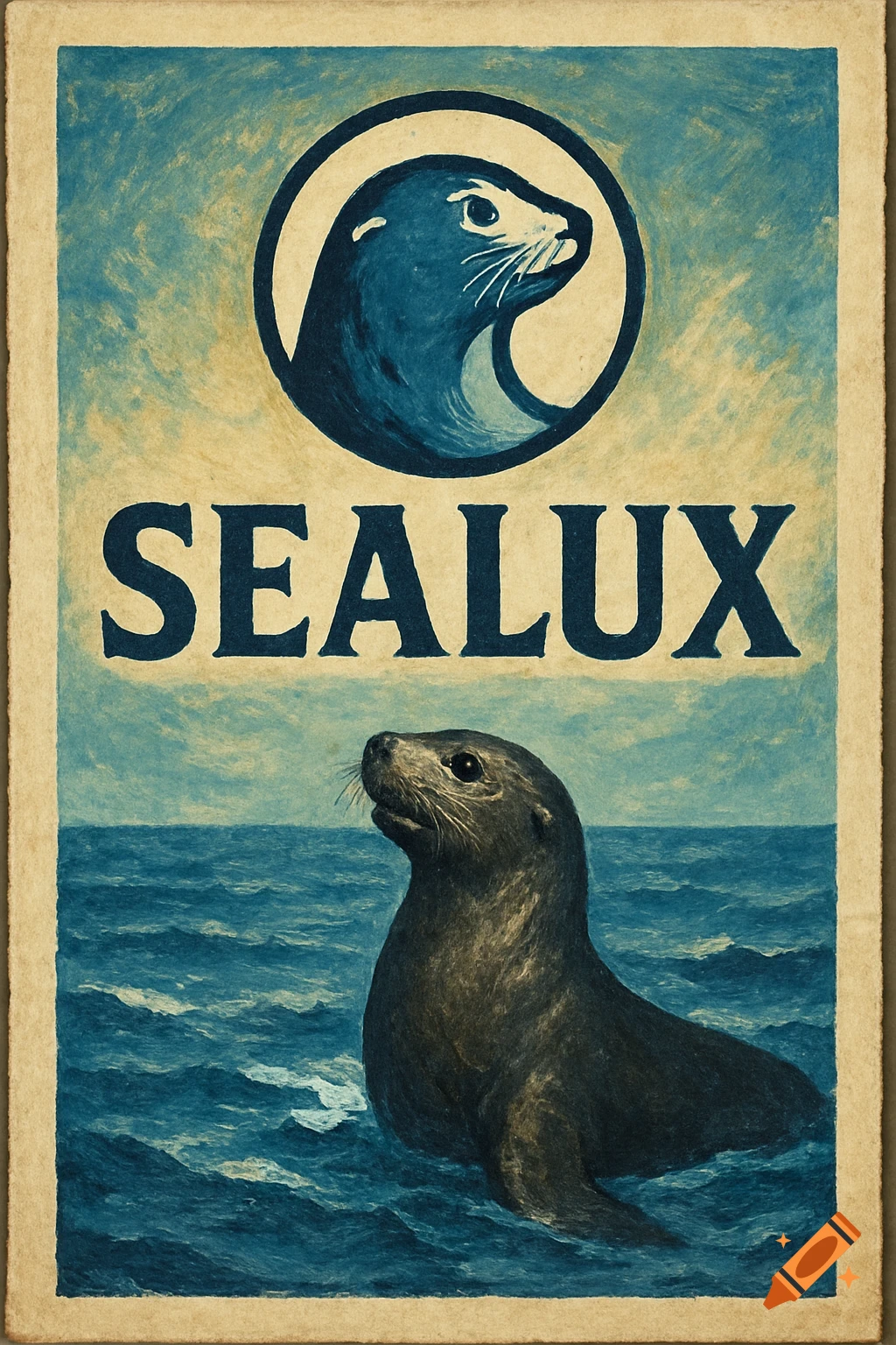 Vintage poster with two seals and the word SEALUX.