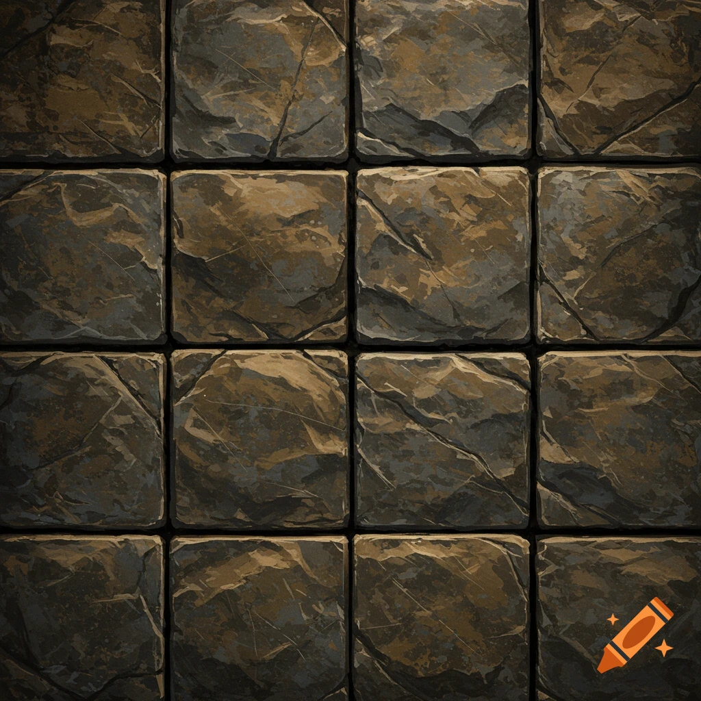 Seamless texture of rough stone dungeon tiles.
