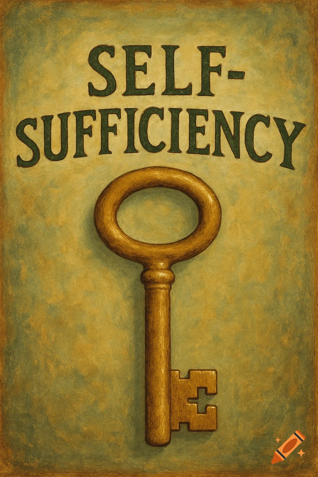 Illustration of a golden key with the text 'SELF-SUFFICIENCY' above it.
