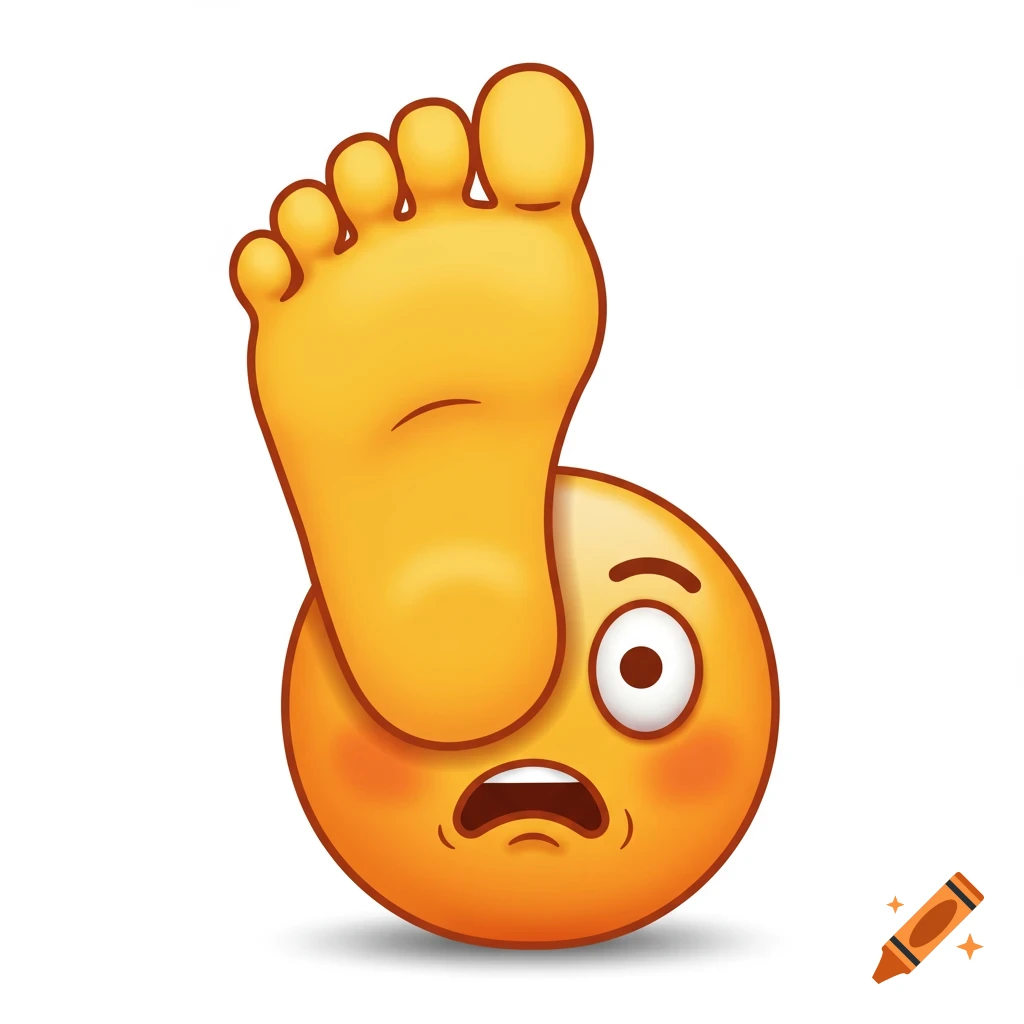 Emoji with a foot covering its face