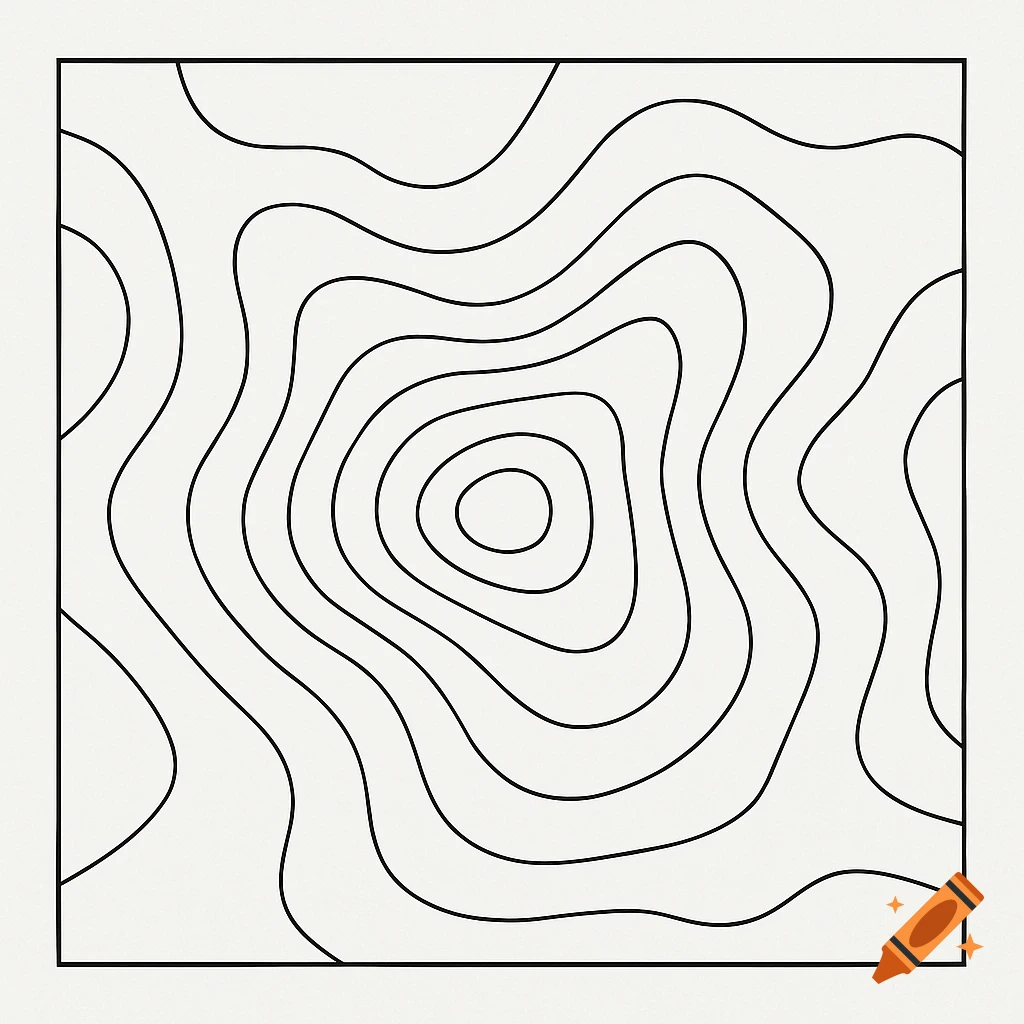 Simple line drawing of topographic contour lines