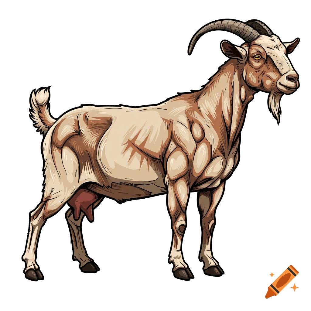 A muscular Boer Goat in vector art style.