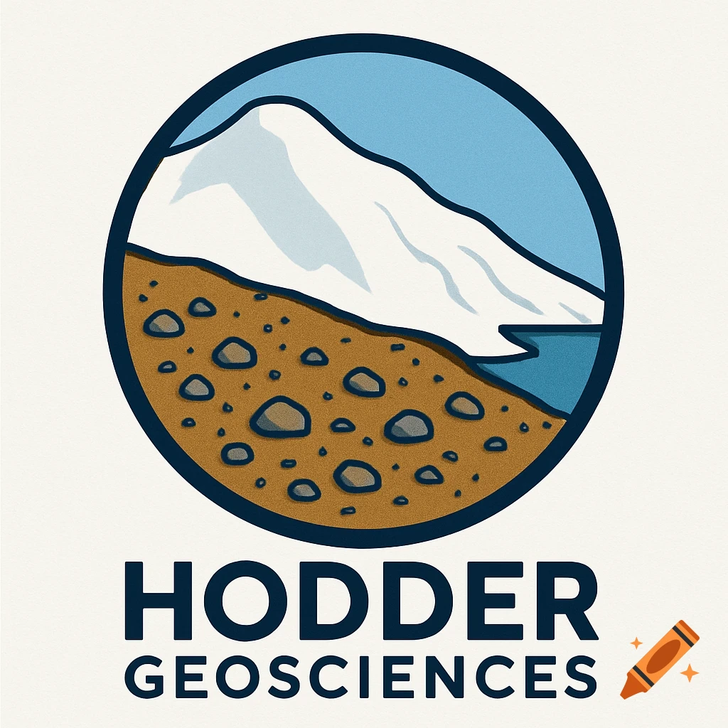 Logo for Hodder Geosciences featuring a mountain, ice sheet, and rocks in a circle.