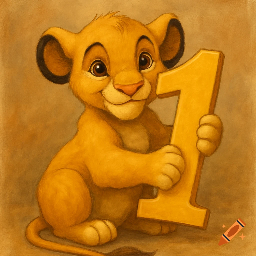 Baby Simba holds the number one
