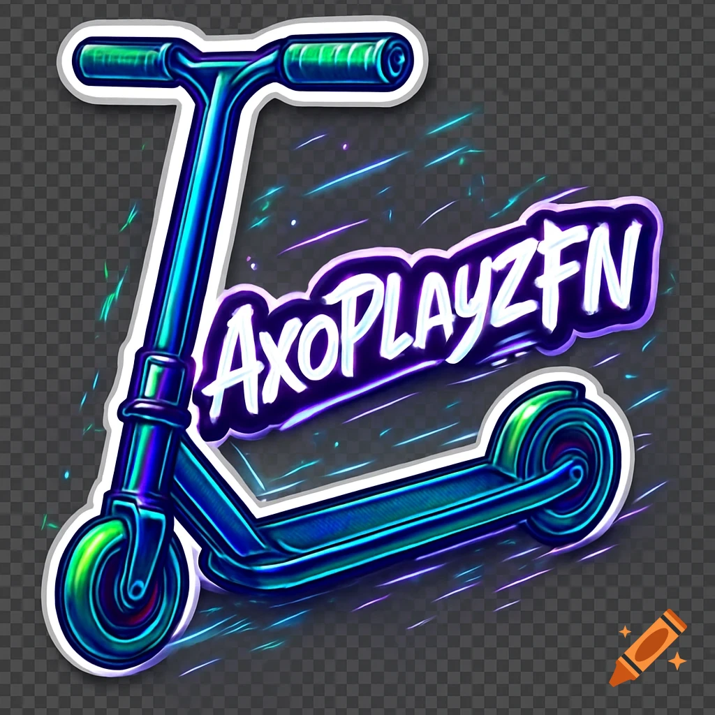 Digital sticker of a neon scooter with 'AxoPLAYZFN' text.