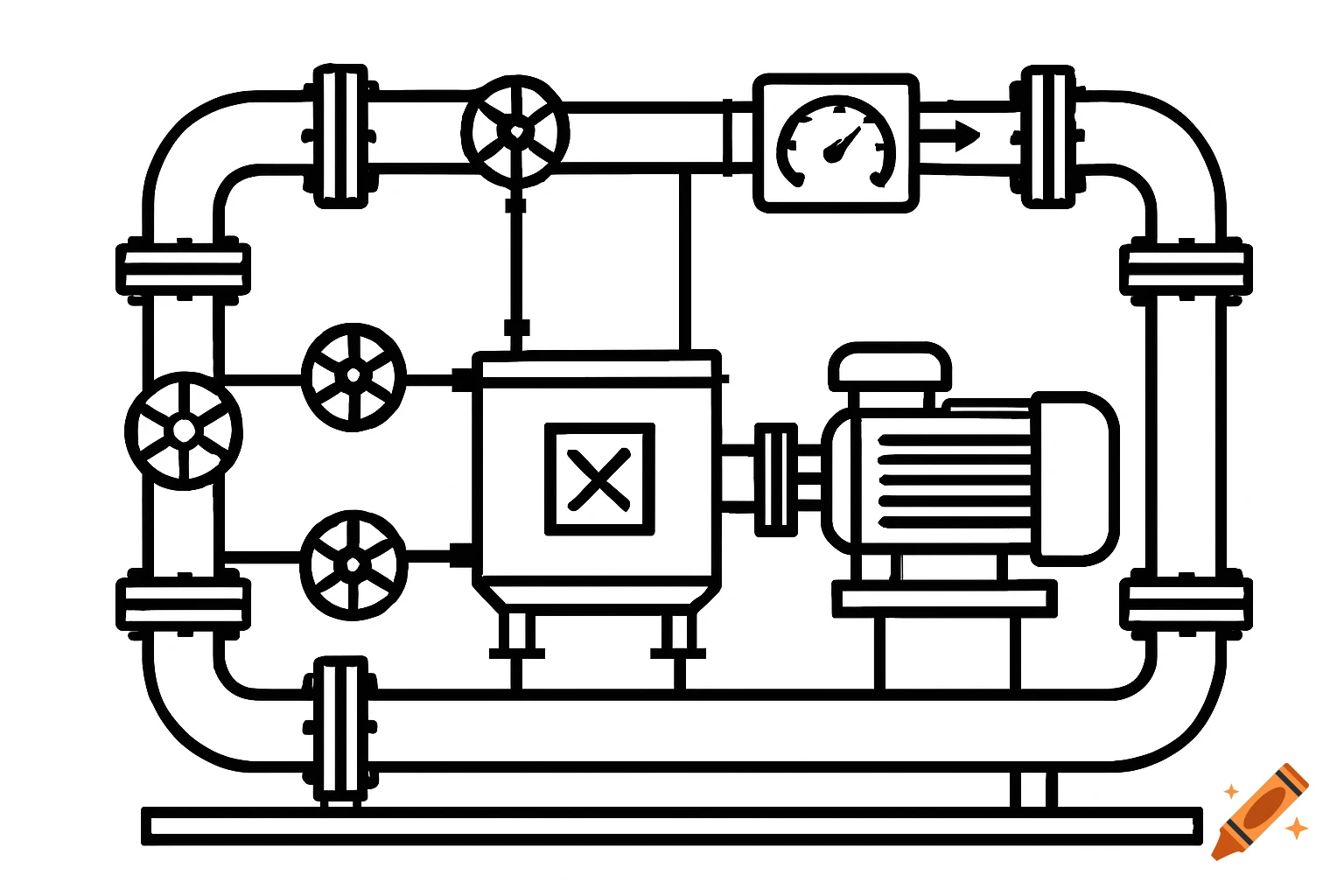 Black and white schematic diagram of a pipeline blend skid