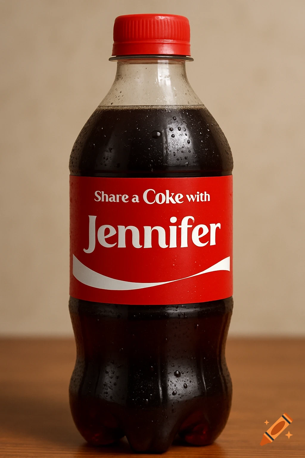 Close-up photo of a Coca-Cola bottle labeled 'Share a Coke with Jennifer'