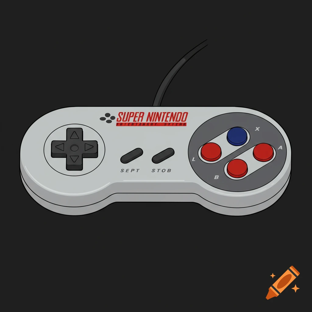 Illustration of a Super Nintendo controller.