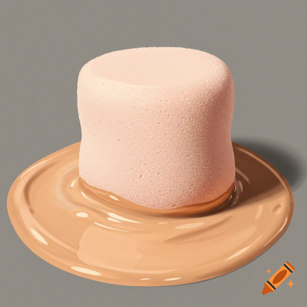 A pink beauty blender sits in a pool of liquid foundation.