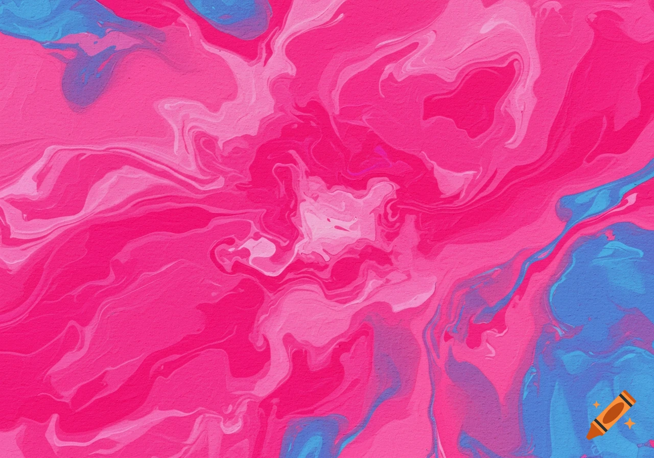 Abstract swirls of pink and blue paint.