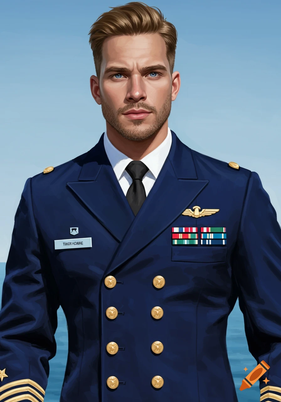 Portrait of a man in a dress blue navy uniform