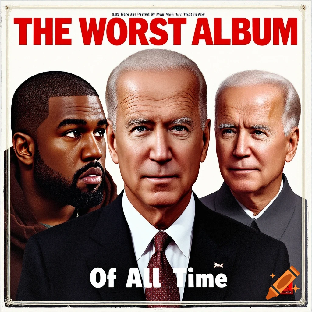 Album cover featuring Kanye West and Joe Biden with the title 'The Worst Album Of All Time'.