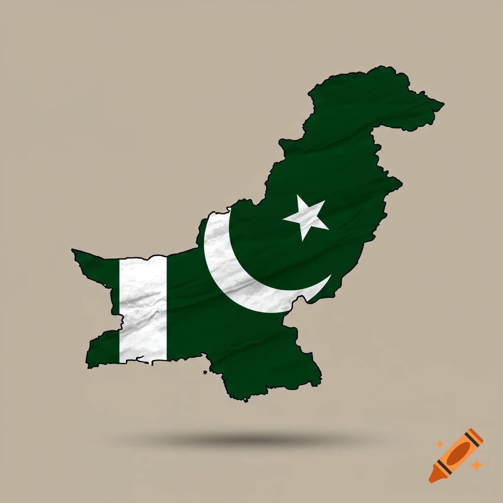 Map of Pakistan filled with the Pakistani flag