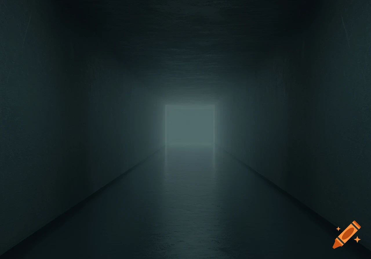 A dark, empty corridor leading towards a bright light