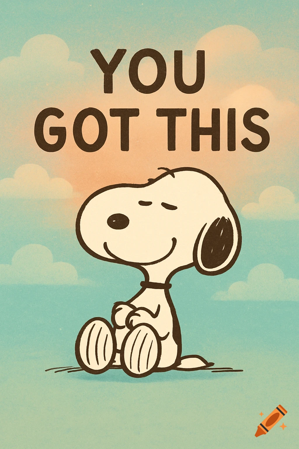 Snoopy sits smiling under text that says 'YOU GOT THIS'.