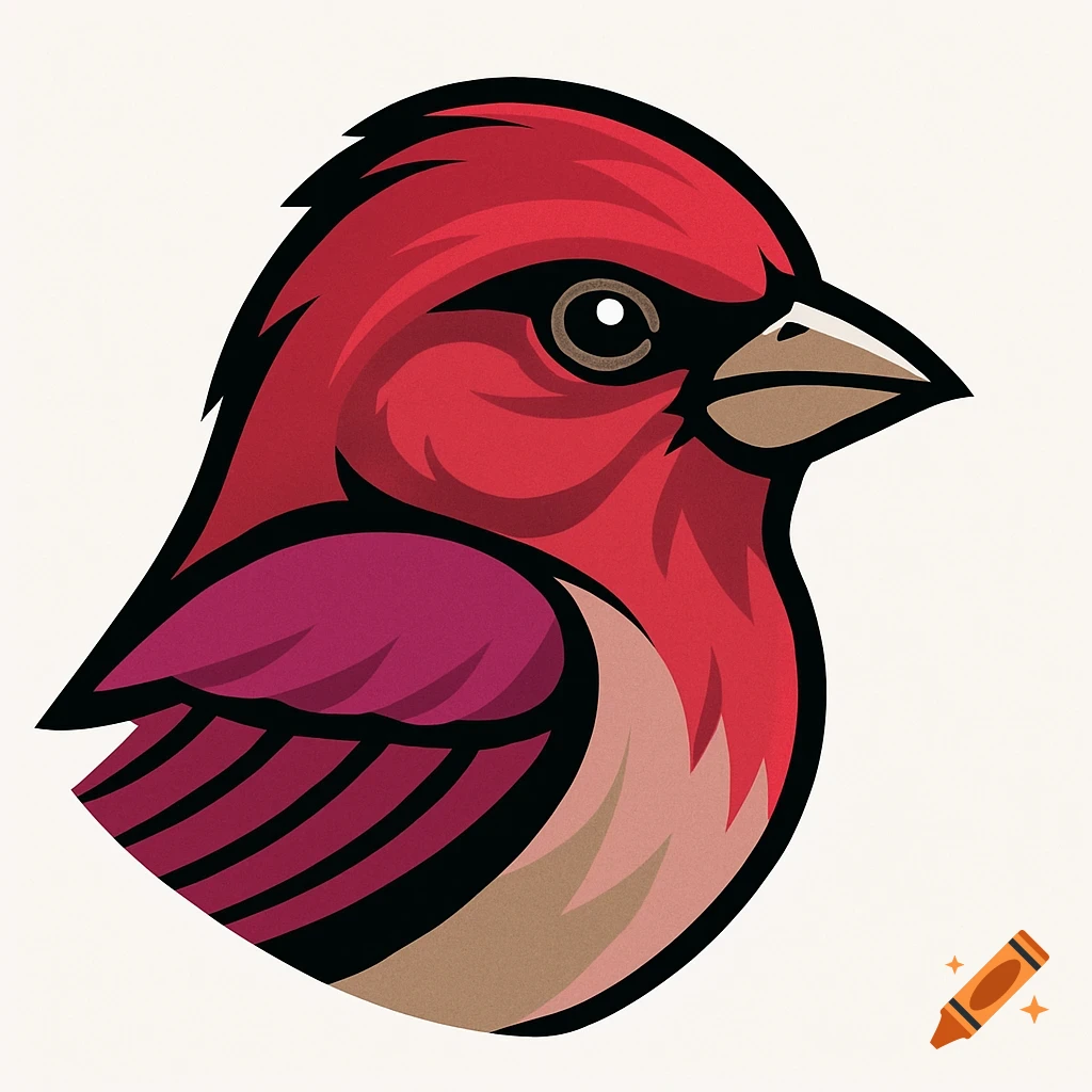 Stylized profile of a red bird logo