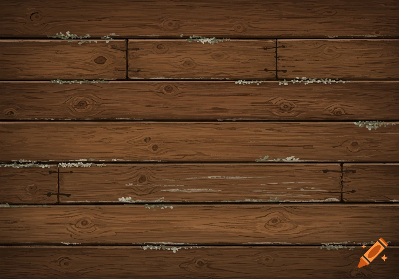 A close-up view of a textured wooden wall with horizontal planks, visible knotholes, and patches of moss or lichen.
