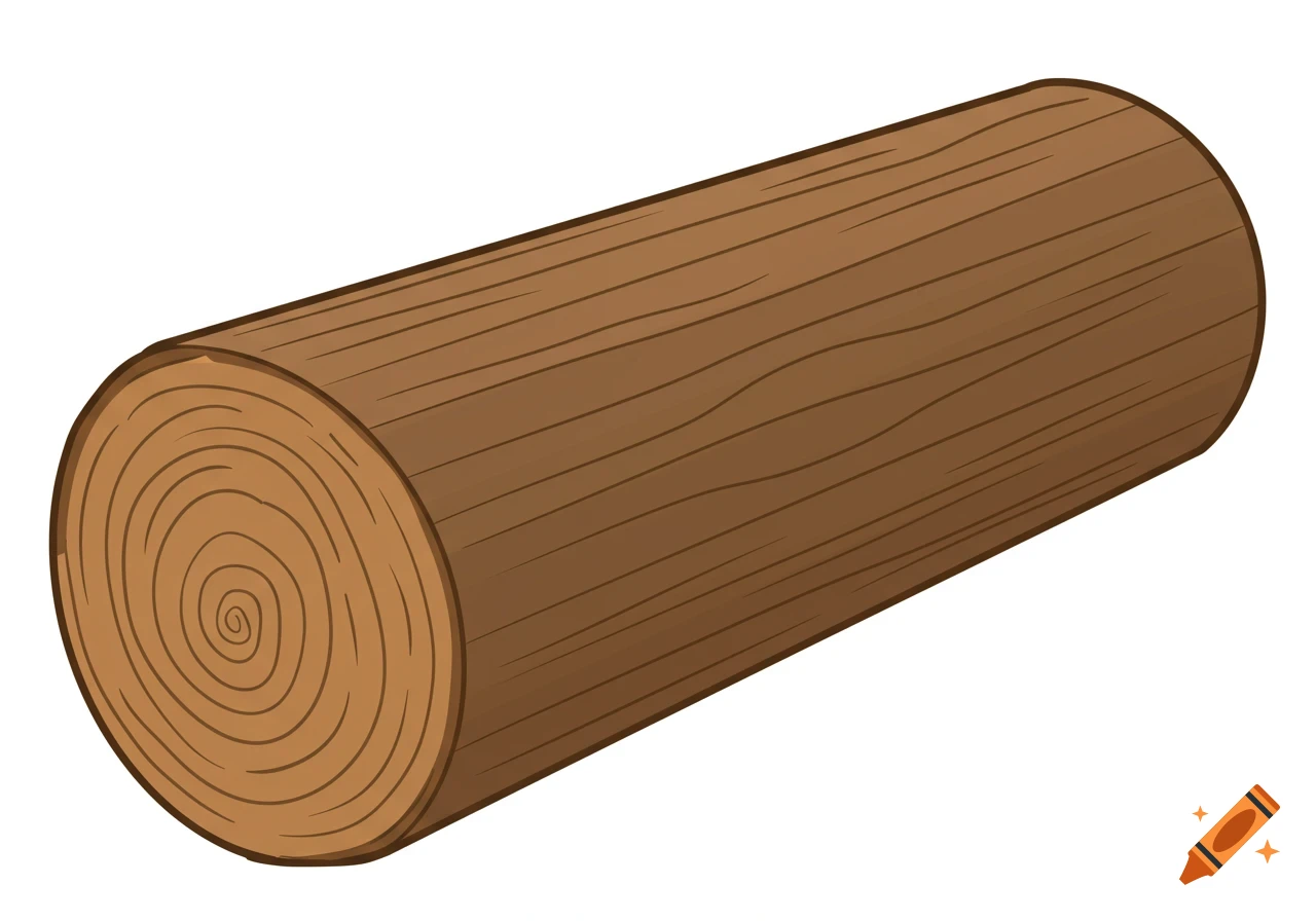 A wooden log in a clipart style.