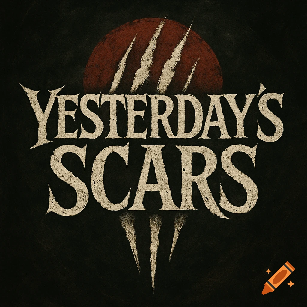 Logo for Yesterday's Scars with claw marks over a red circle on a dark background.