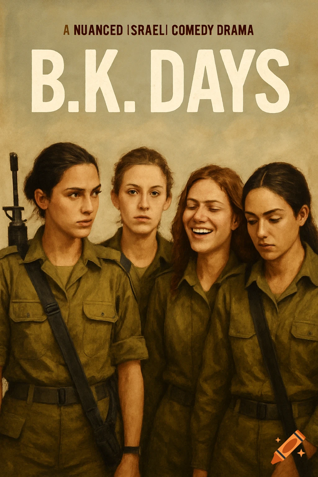 Movie poster for B.K. DAYS showing four women in military uniforms