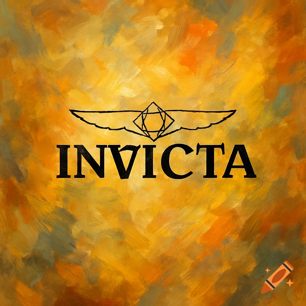 Invicta logo and text on a painterly background.