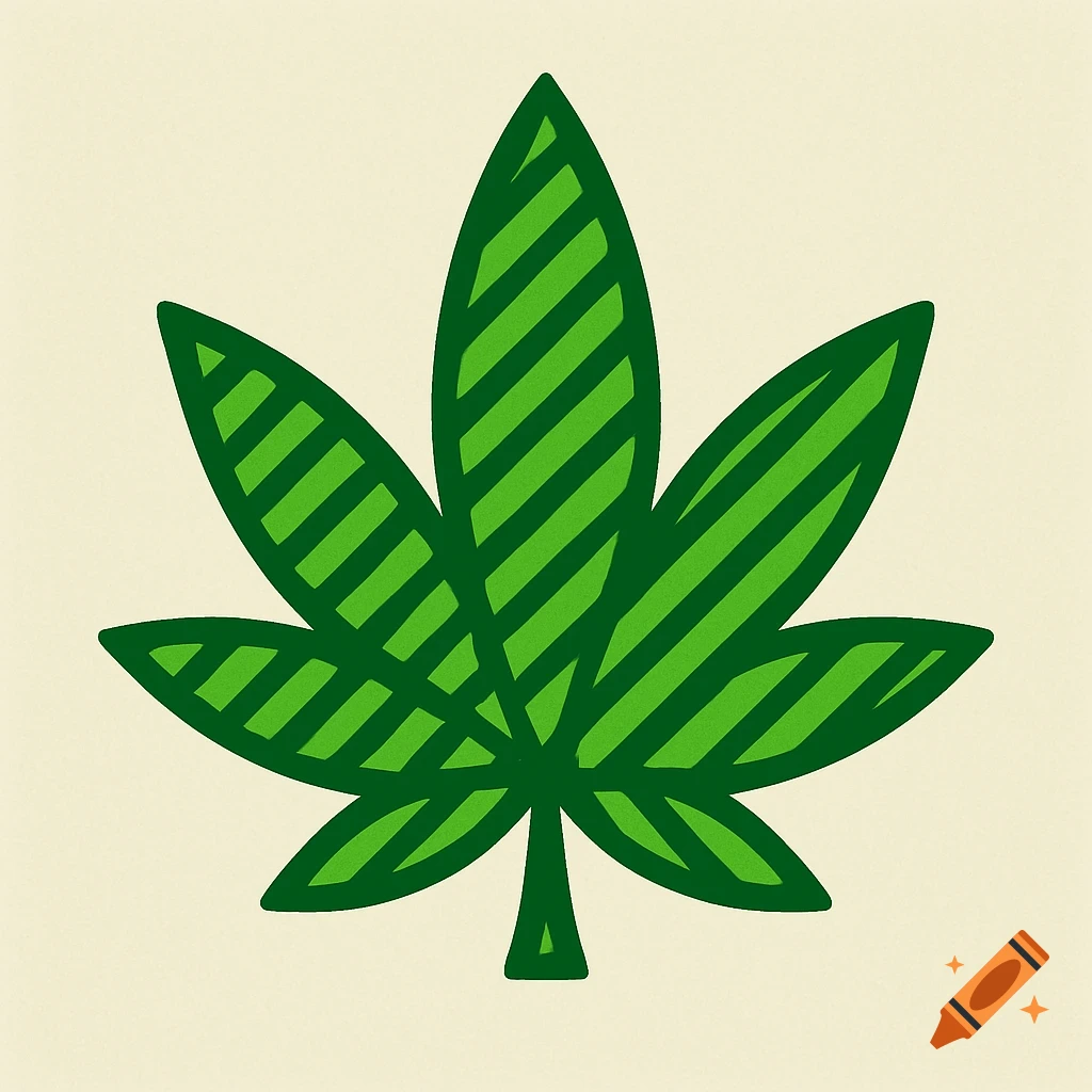 Stylized green cannabis leaf logo illustration