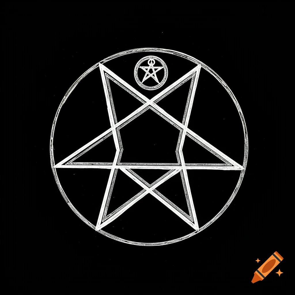 White geometric symbol inside a circle on a black background