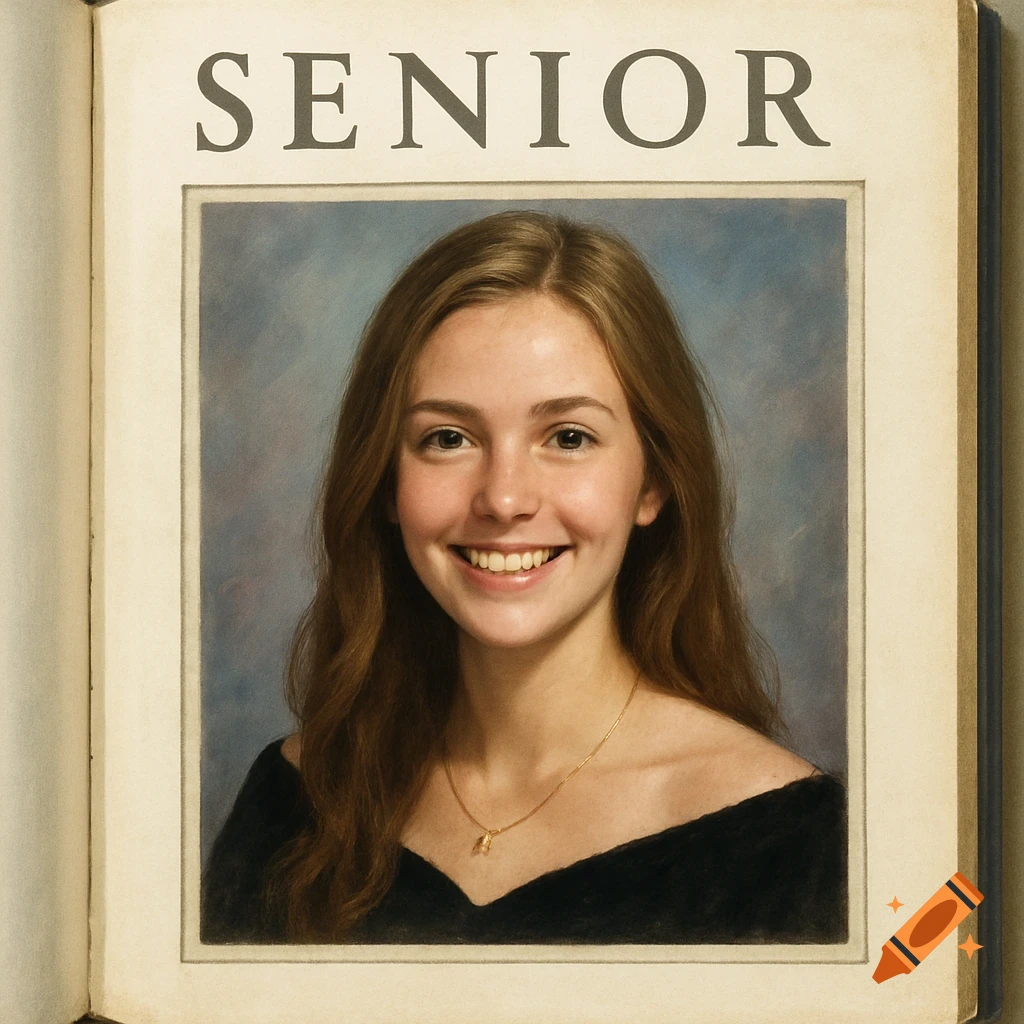 A young woman smiles in a senior yearbook portrait.