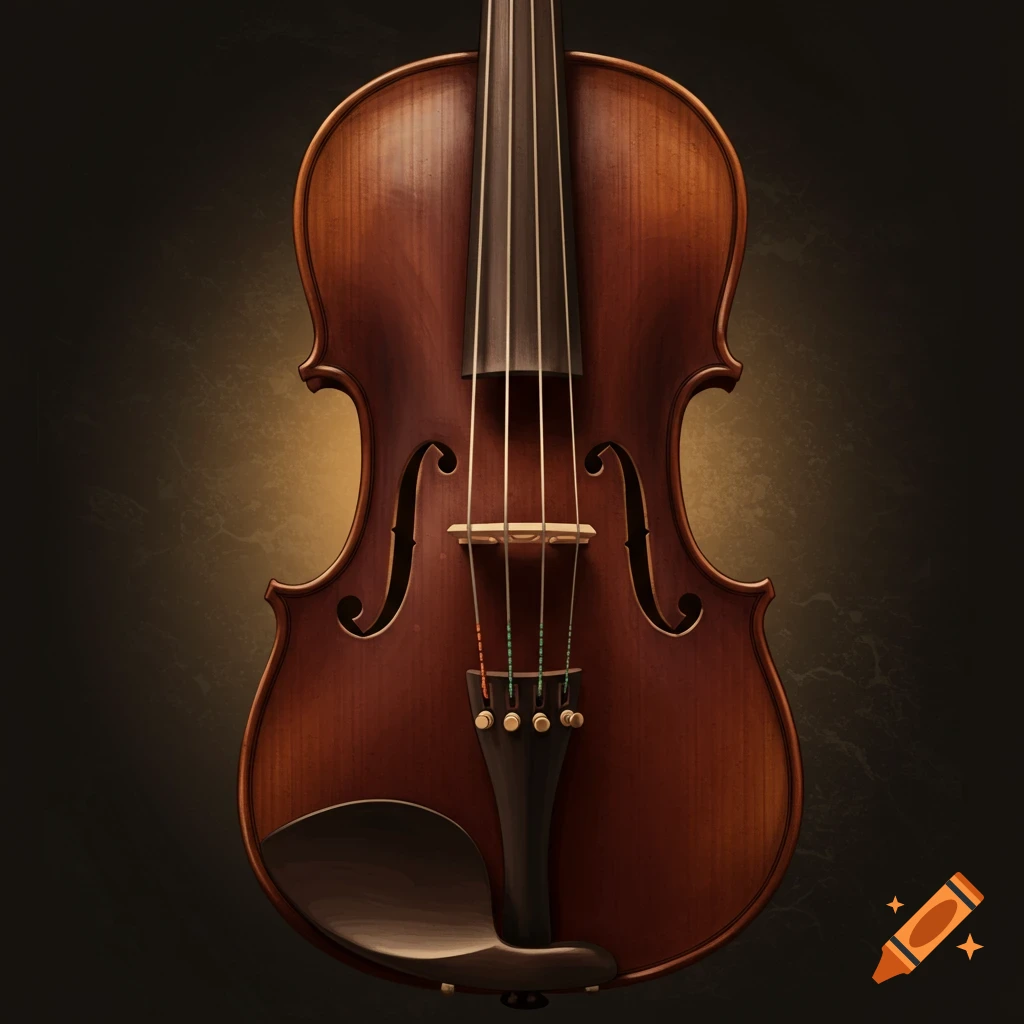 A close-up of a wooden violin.