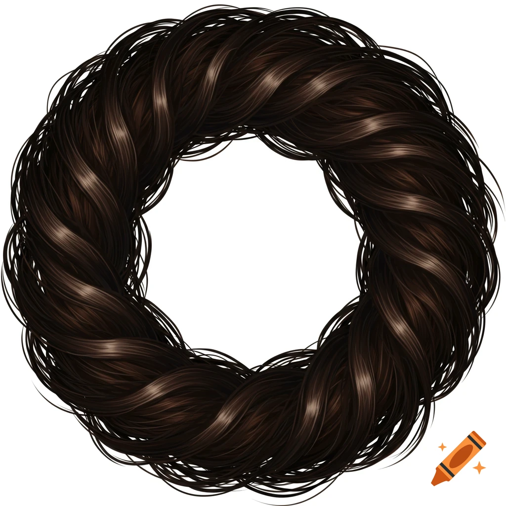 A ring of dark wavy hair