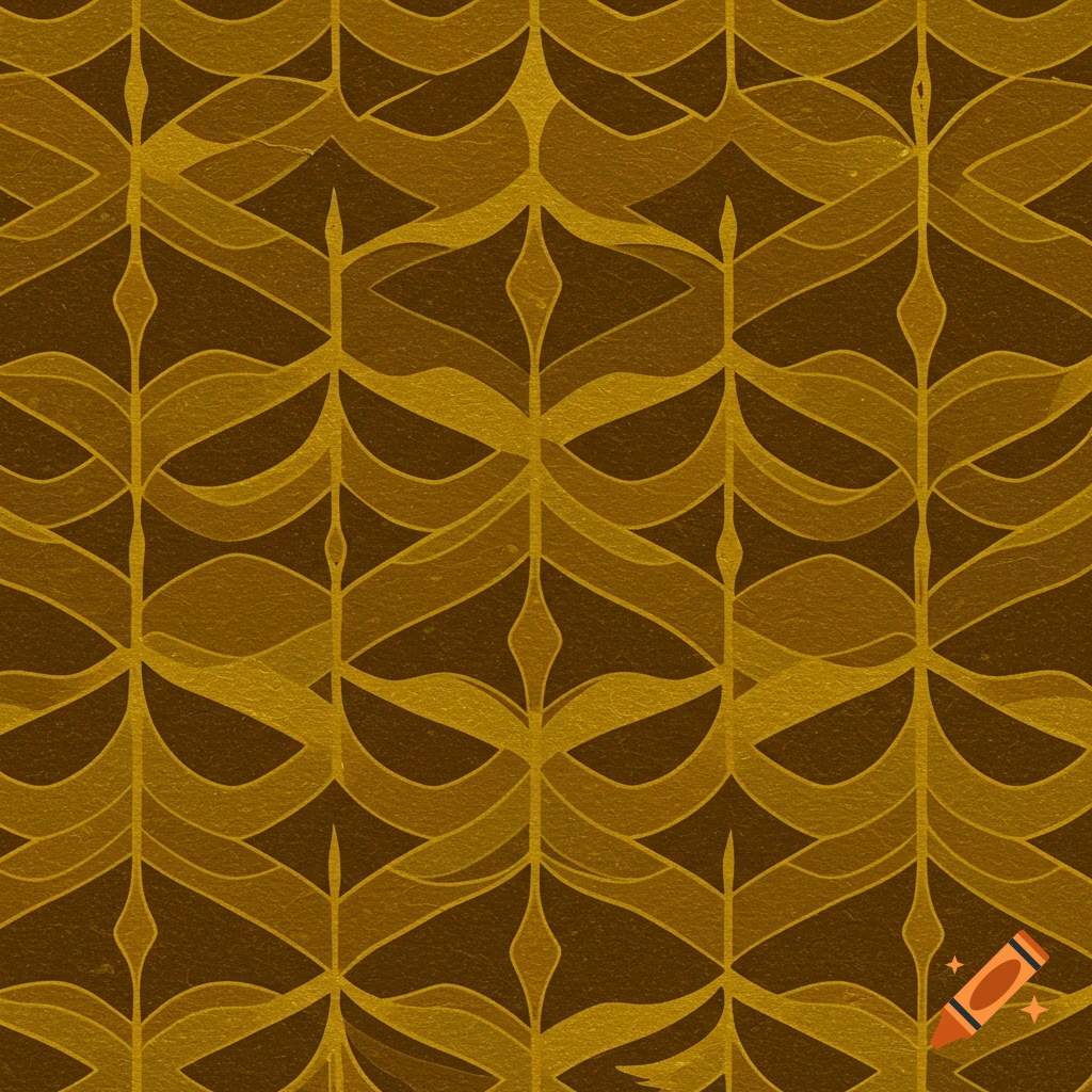 Seamless abstract geometric pattern in gold and brown.