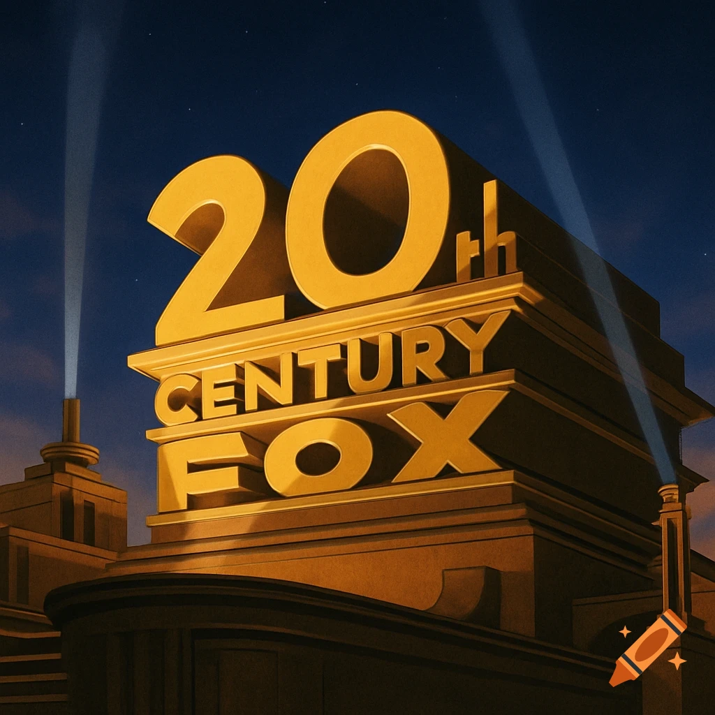 The 20th Century Fox logo with searchlights shining in the night sky.