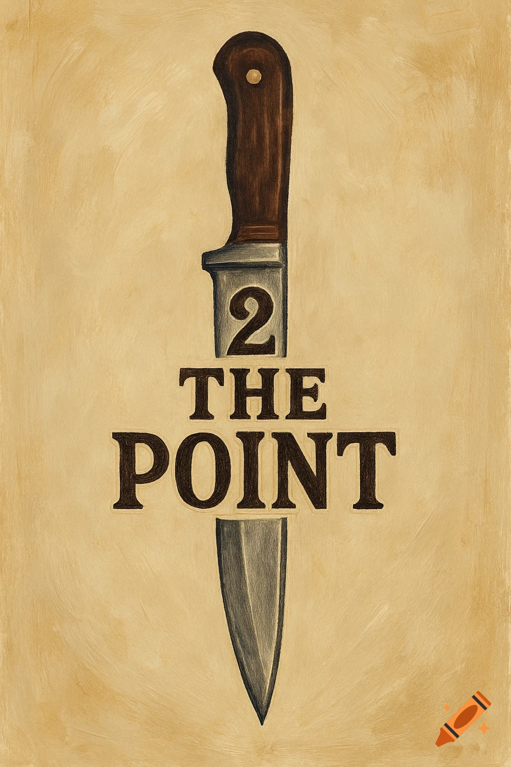 Illustration of a knife with the text '2 THE POINT' centered on the blade.