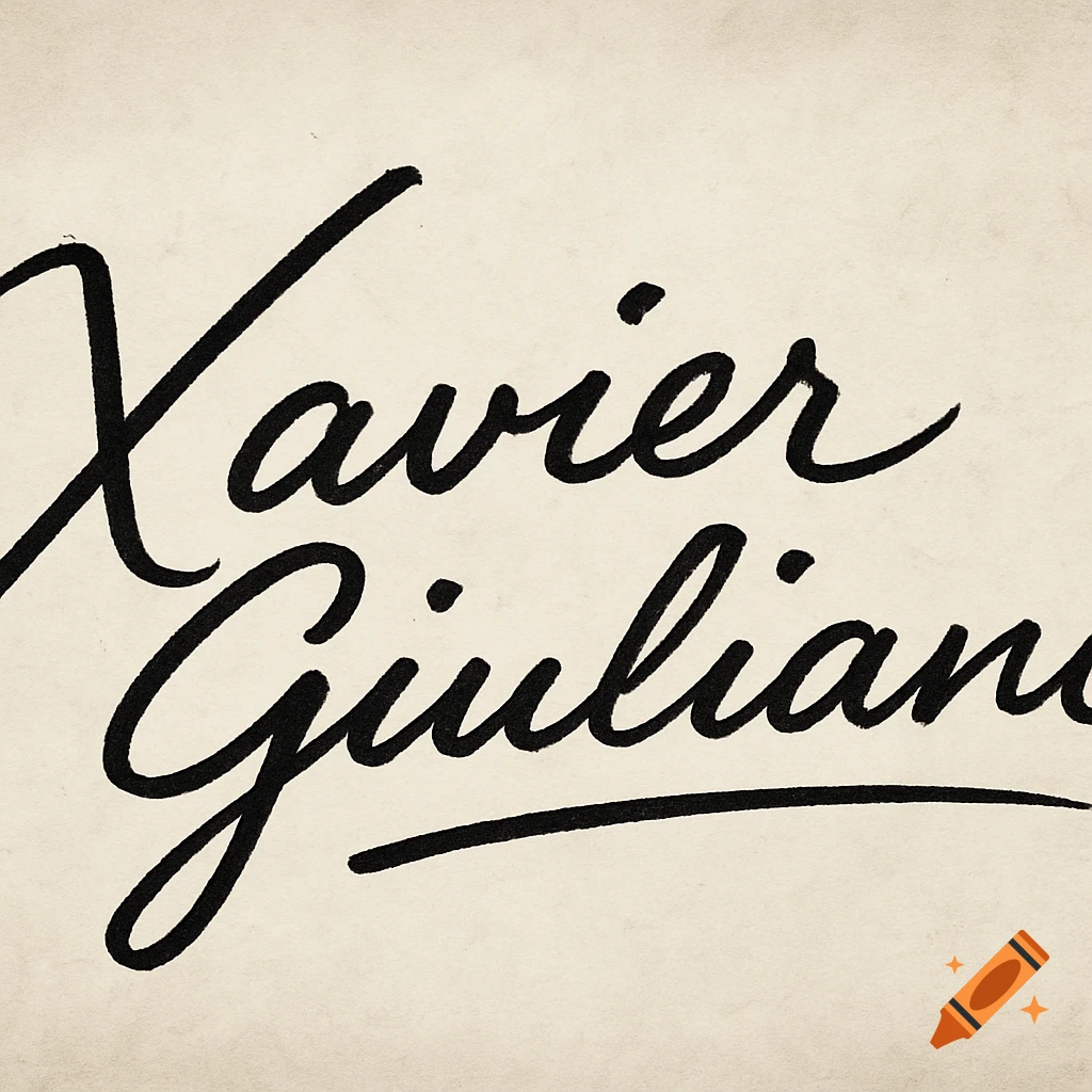 Script signature of Xavier Giuliano on a textured background