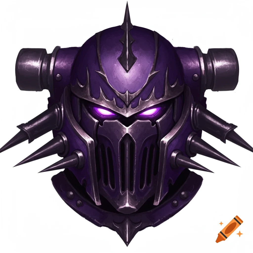 Warhammer 40k purple helmet with spikes and glowing purple eyes